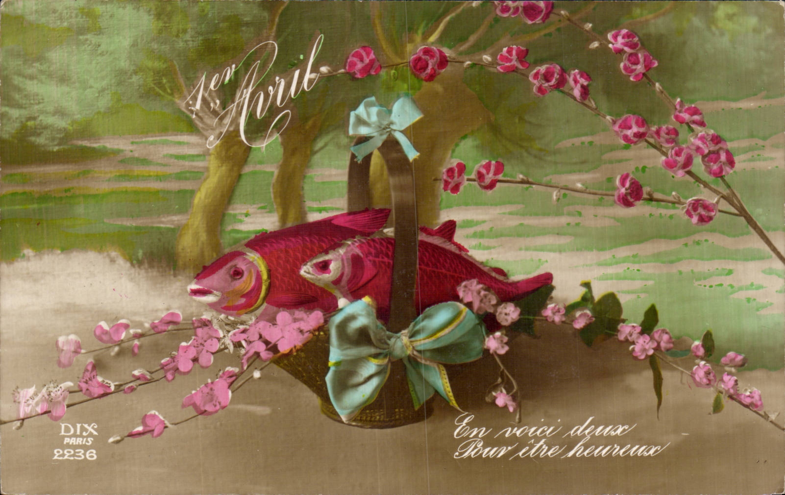 Festivales - deseos - tonto de Poisson abril-abril - pescado adentro tiene zapato tenis - CPA