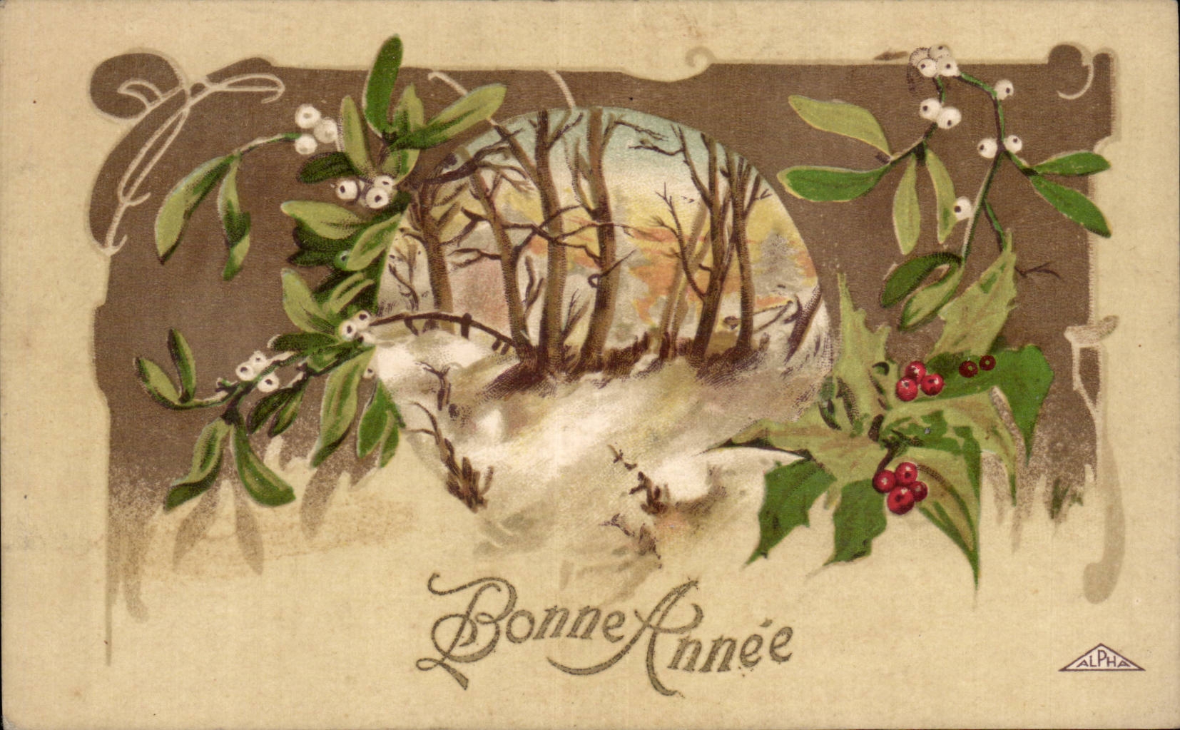 Festivals - Wishes - Holiday - Happy New Year - Happy New Year - Houx - Holly - CPA