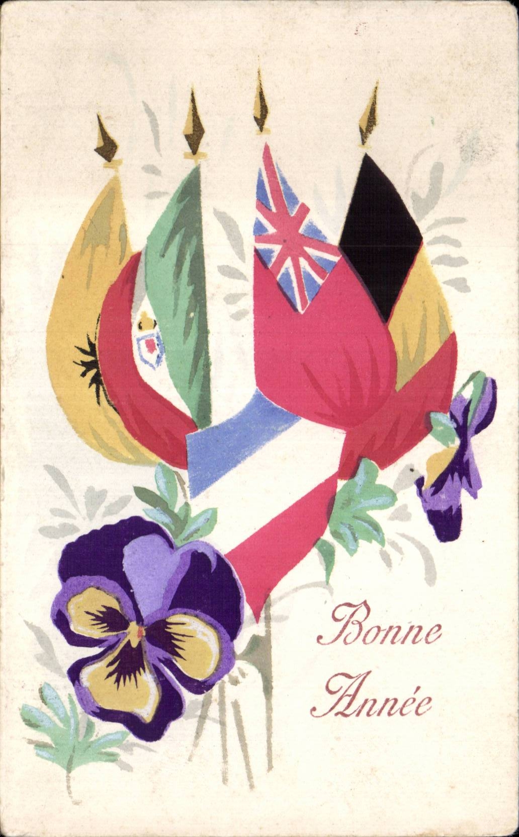 Festivals - Wishes - Holiday - Happy New Year - Happy New Year - flags - flags - CPA