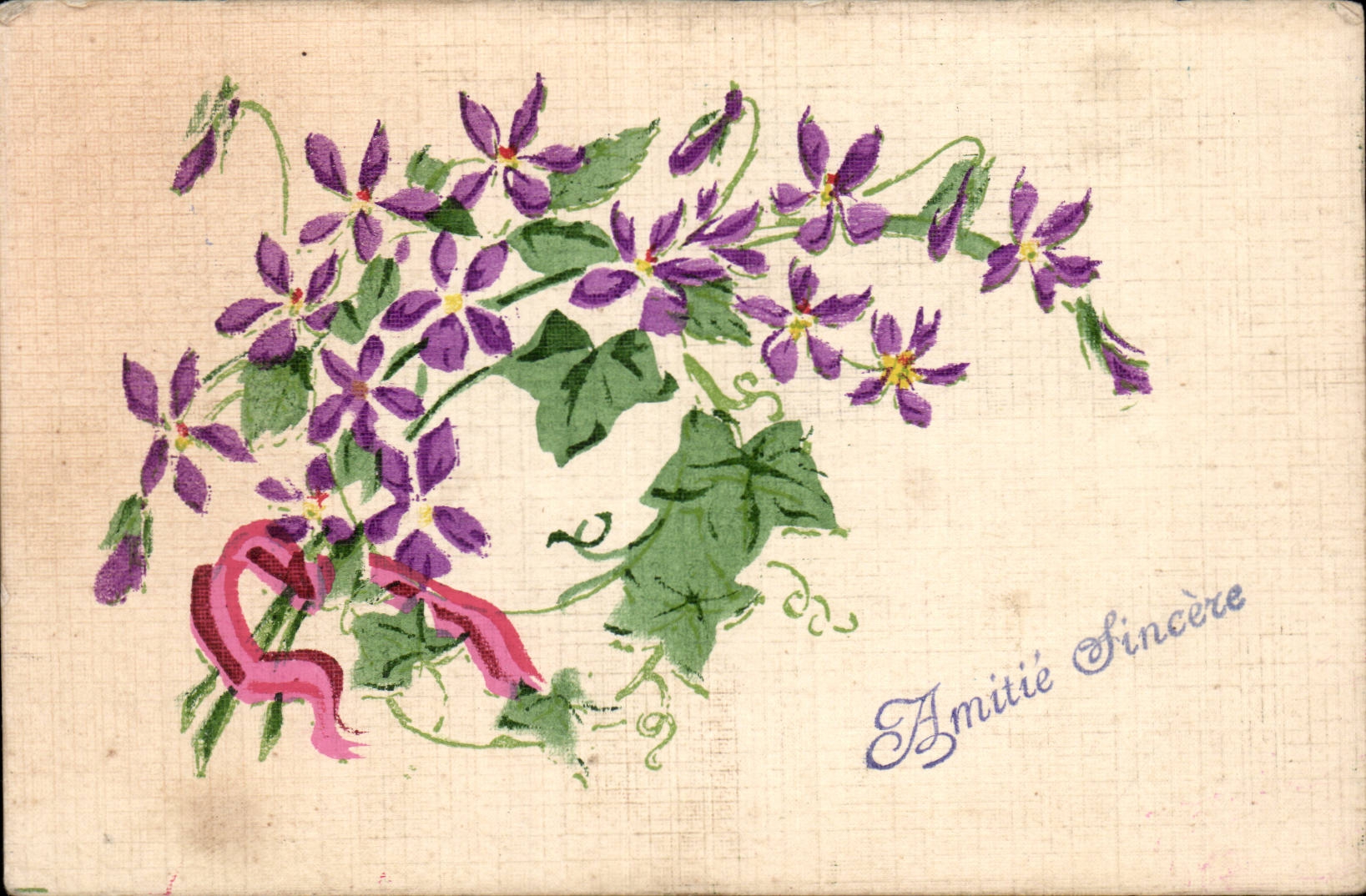 Amistad sincera de las flores - CPA