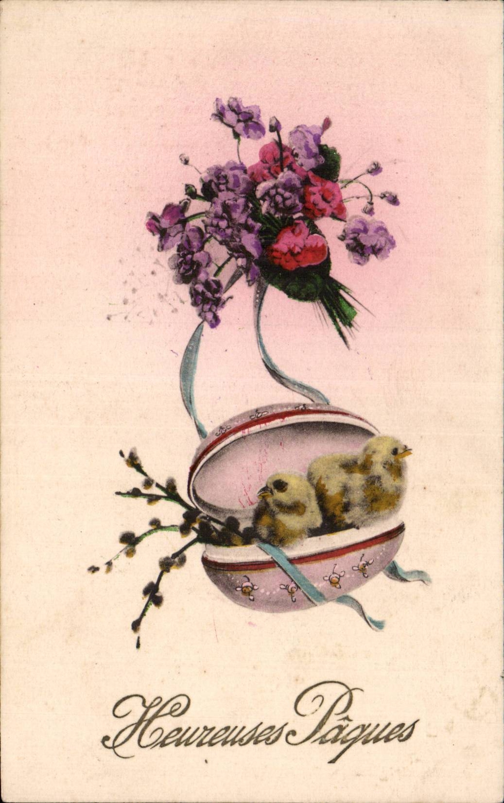 Fleurs Heureuse Pacques - CPA 