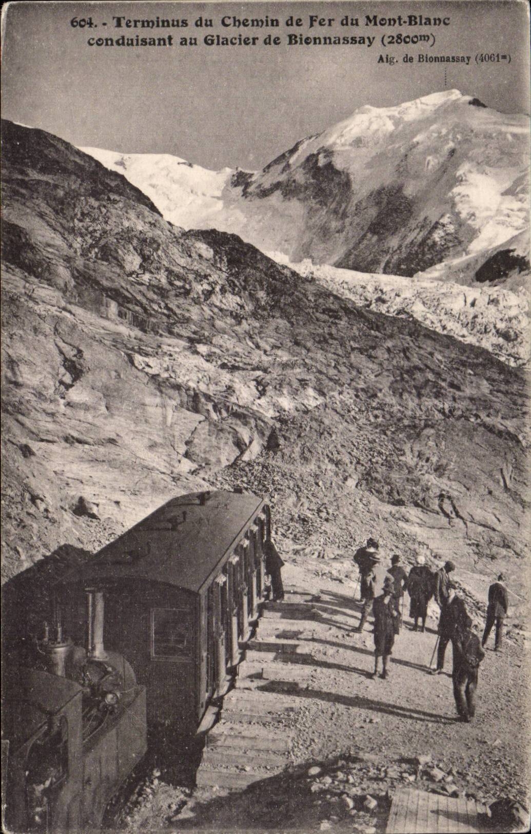 Termino del ferrocarril de Mont Blanc - glaciar del tren de Bionnassy - CPA