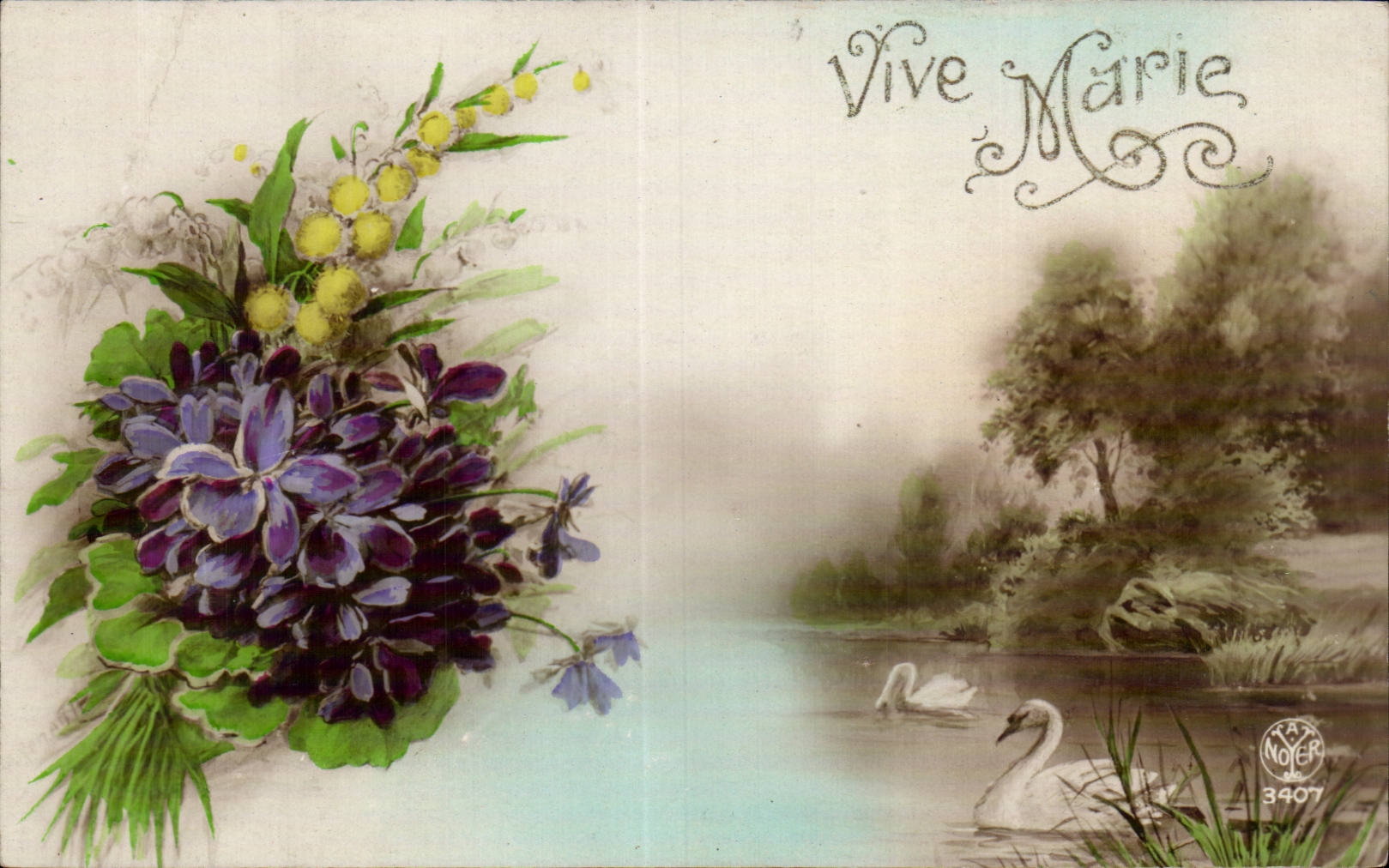 CPA Fantaisie florece el cisne de Marie Cygne de las vidas