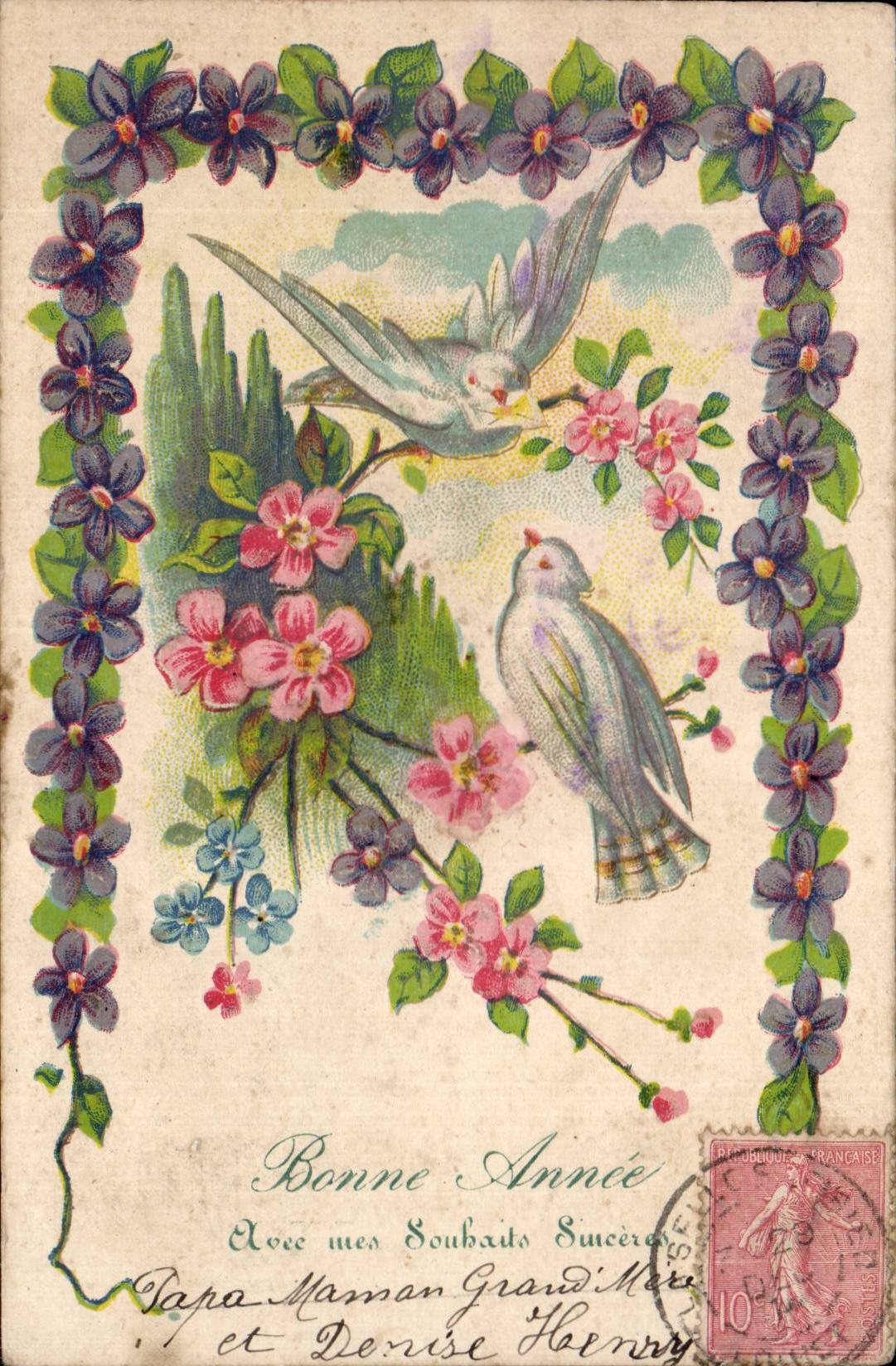 Florece el pAjaro - pAjaro - la Feliz Ano Nuevo - CPA