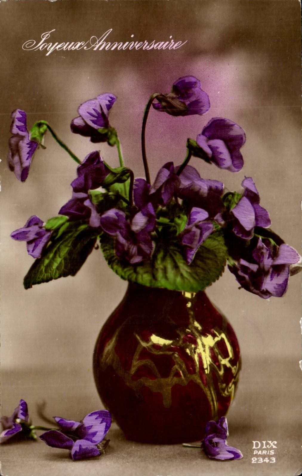 Fleurs Joyeux Anniversaire - CPA 