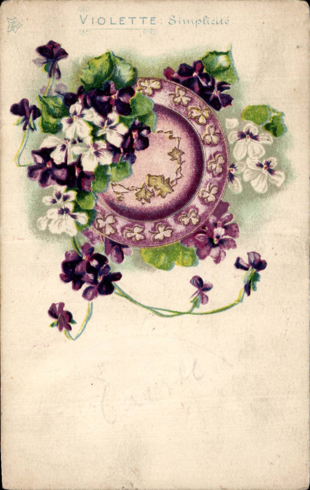 Fleurs Violette Simplicite - CPA 