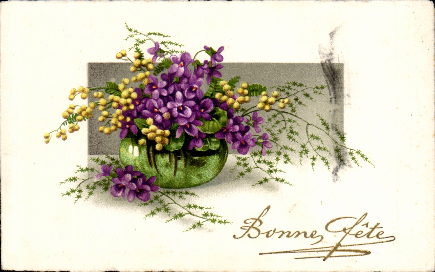 Fleurs violette - violet - Bonne Fete - CPA 