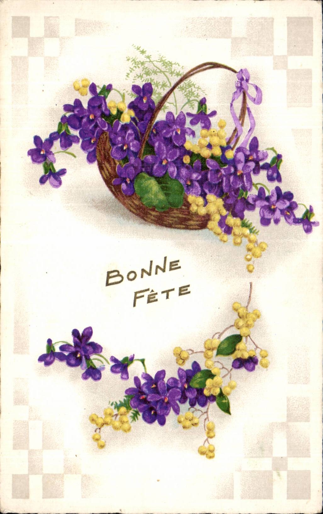 Fleurs Violette - Violet - Bonne Fete - CPA 