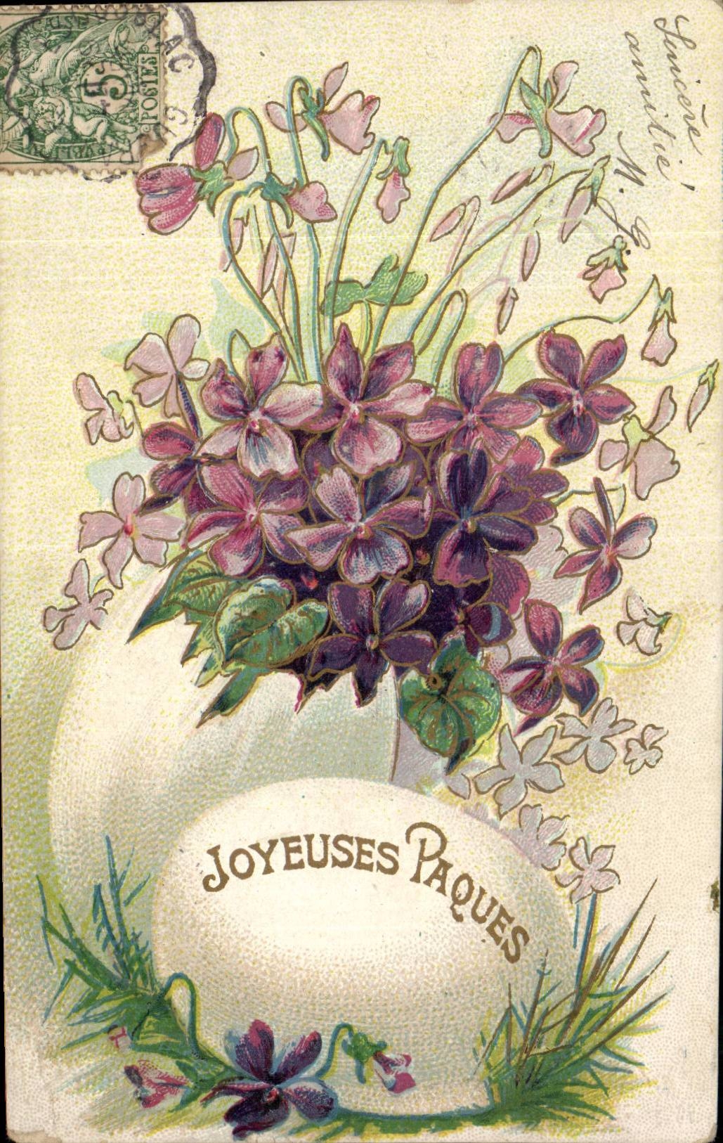 Violeta de las flores - purpura - Pascua - Pascua - Ostern - CPA