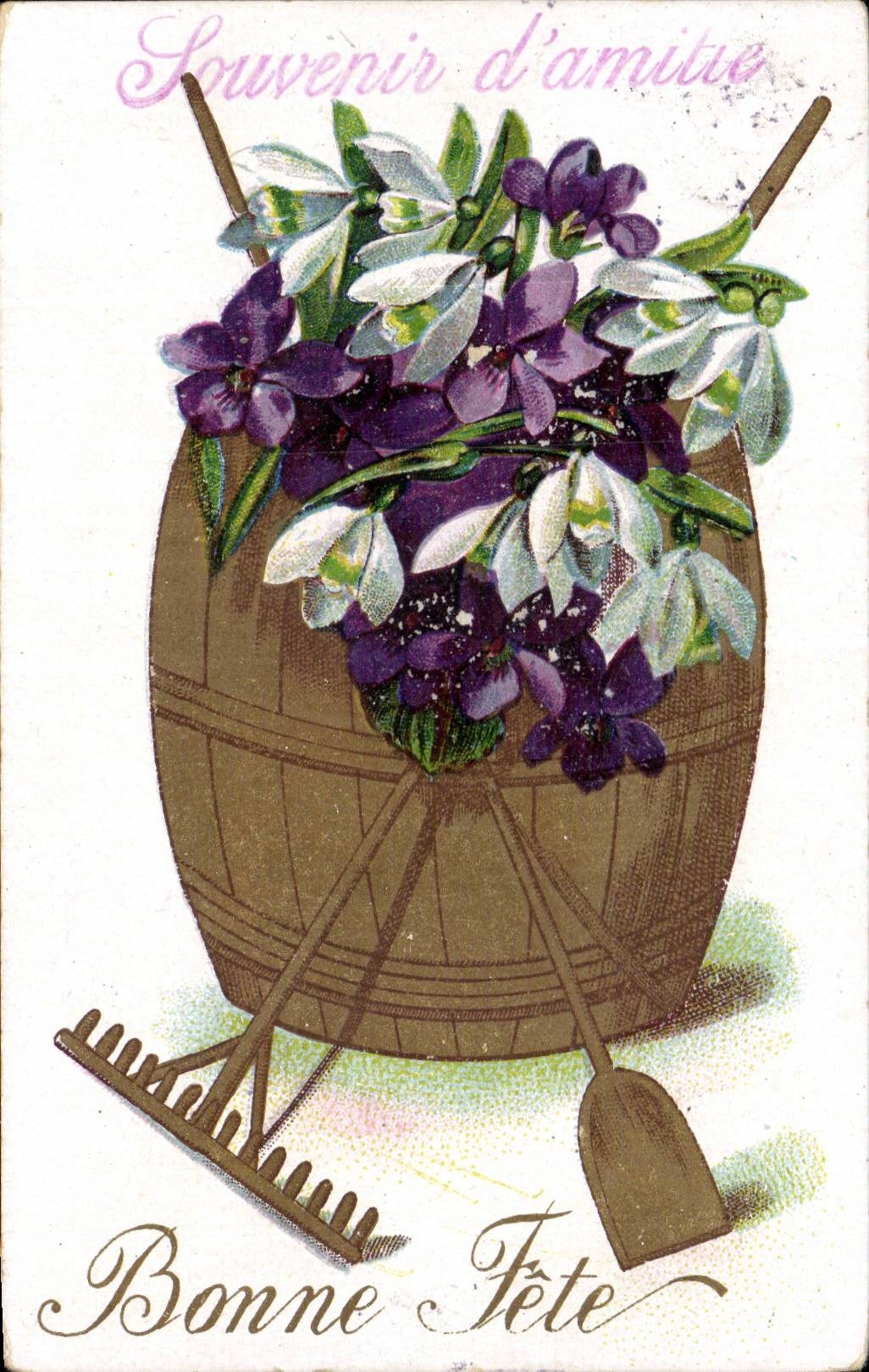 Fleurs Violette - Violet - Souvenir d Amitie - CPA 