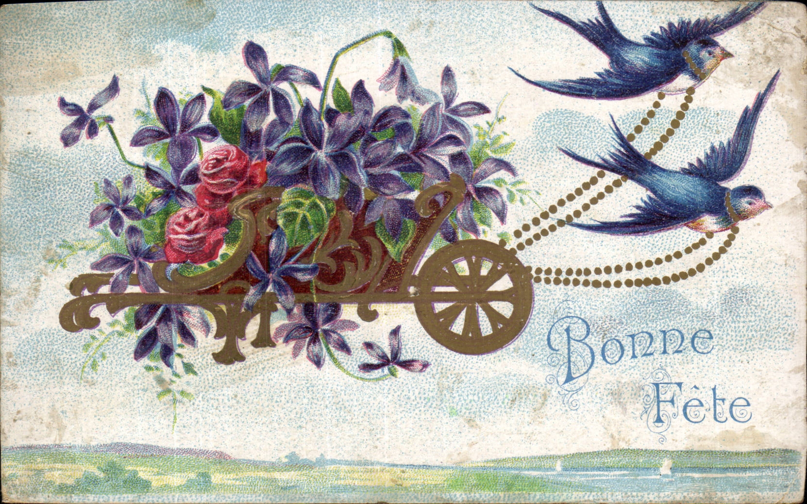 Fleurs Violette - Violet - Bonne Fete - CPA 