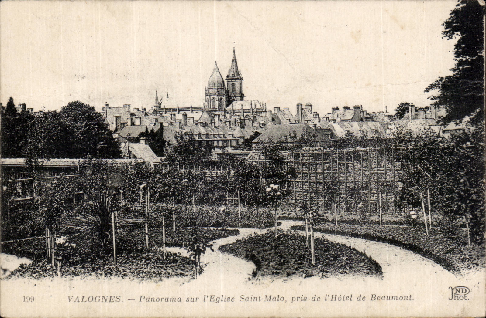 CPA Valognes Panorama on church Saint Malo taken of hotel of Beaumont
