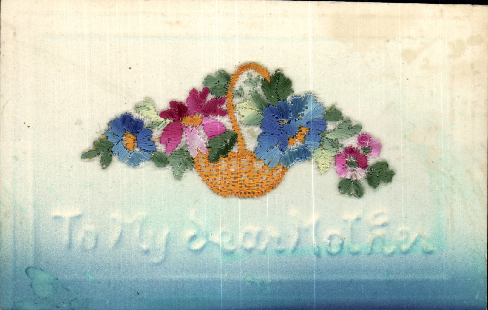 CPA Fantaisie Carte avec dentelle Souvenir de France Fleurs