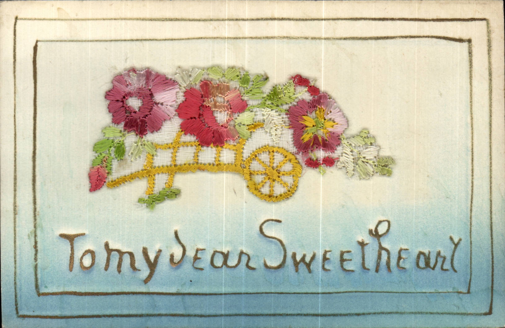 CPA Fantaisie Decor brode Fleurs To my dear sweetheart