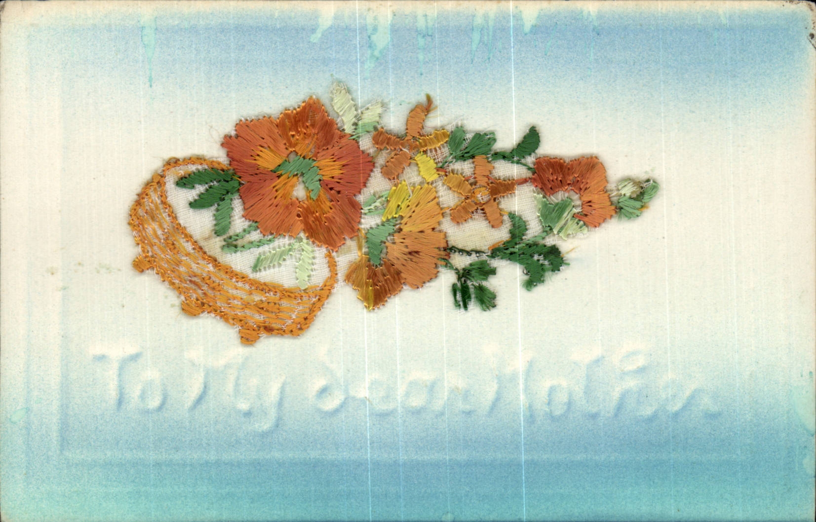 CPA Fantaisie Decor brode Fleurs To my dear mother