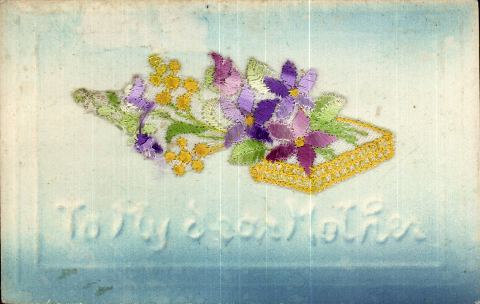 CPA Fantaisie Decor brode Fleurs To my dear mother