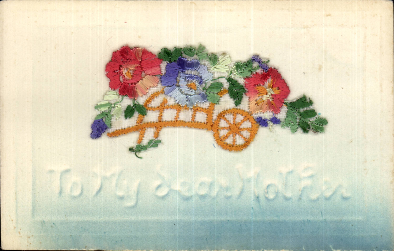 CPA Fantaisie Decor brode Fleurs To my dear mother