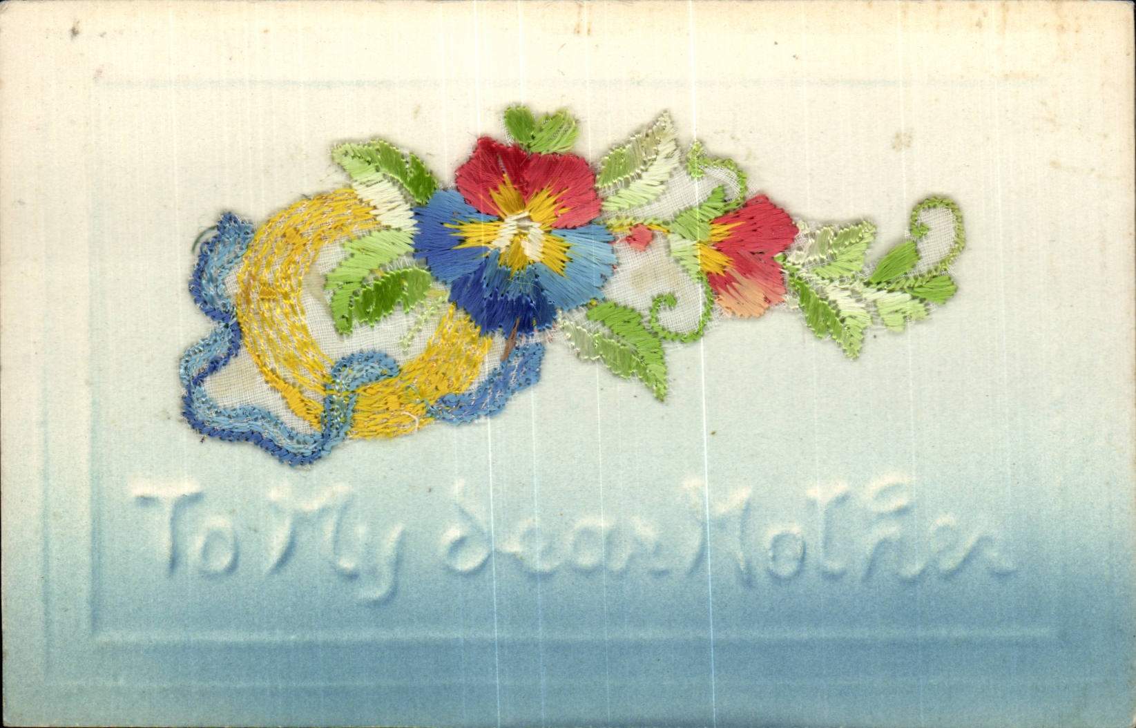 CPA Fantaisie Decor brode Fleurs To my dear mother