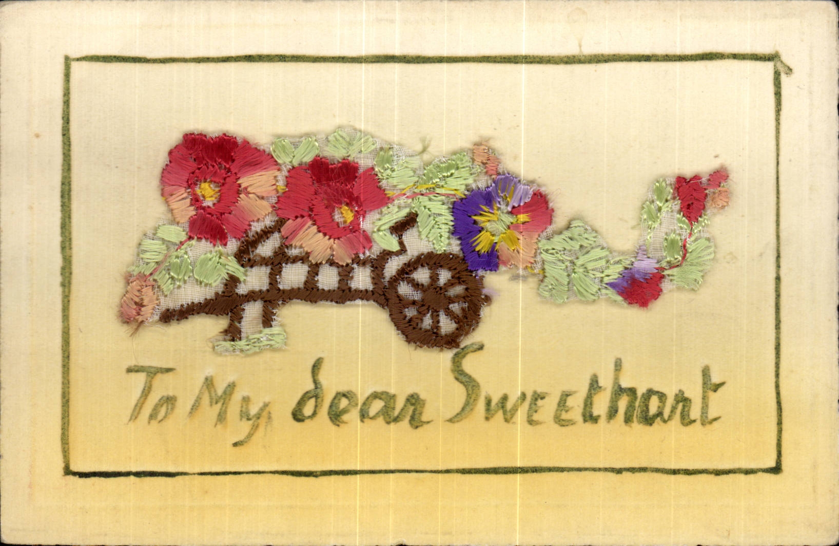 CPA Fantaisie Decor brode Fleurs To my dear sweetheart