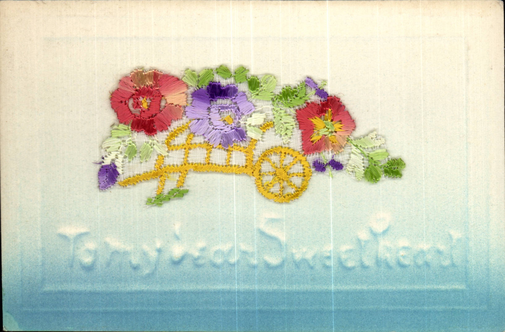 CPA Fantaisie Decor brode Fleurs To my dear sweetheart