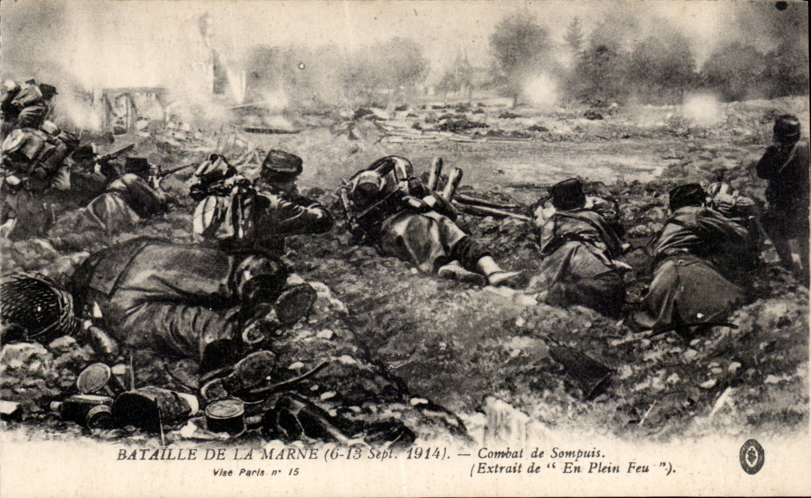 CPA Battles of the Marne Combats September 1914 of Sompuis In full fire