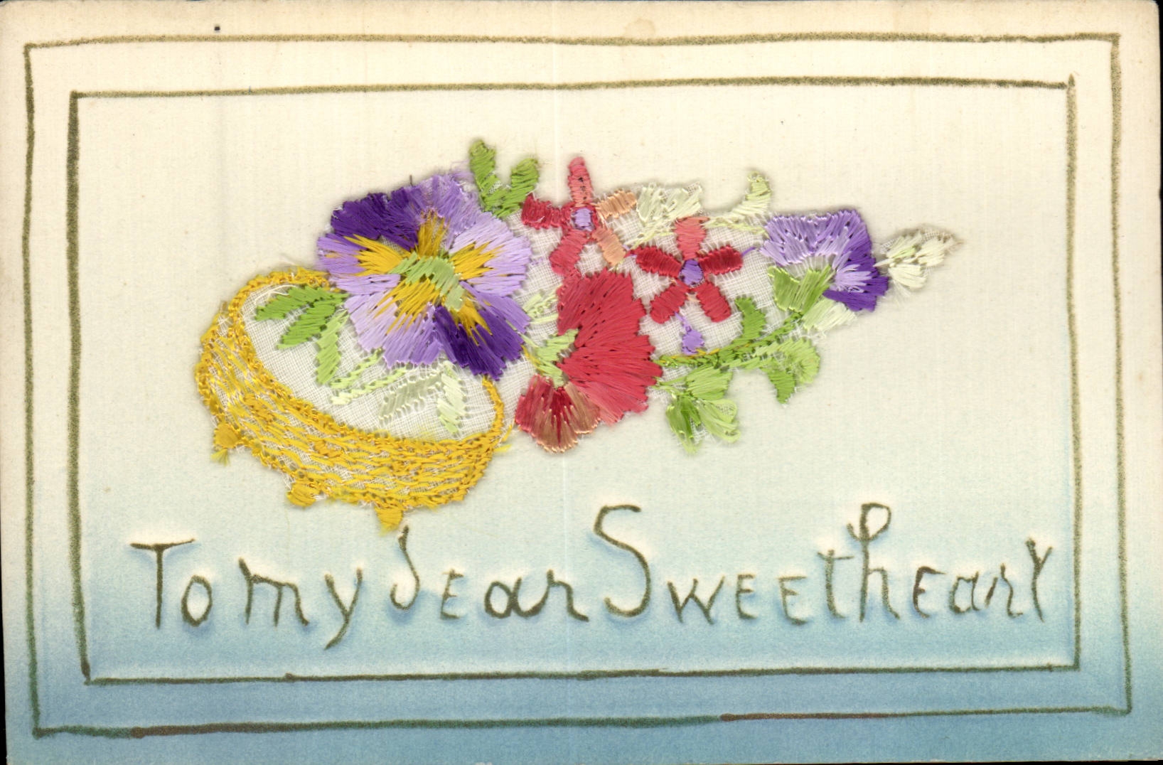 CPA Fantaisie Decor brode Fleurs To my dear sweetheart