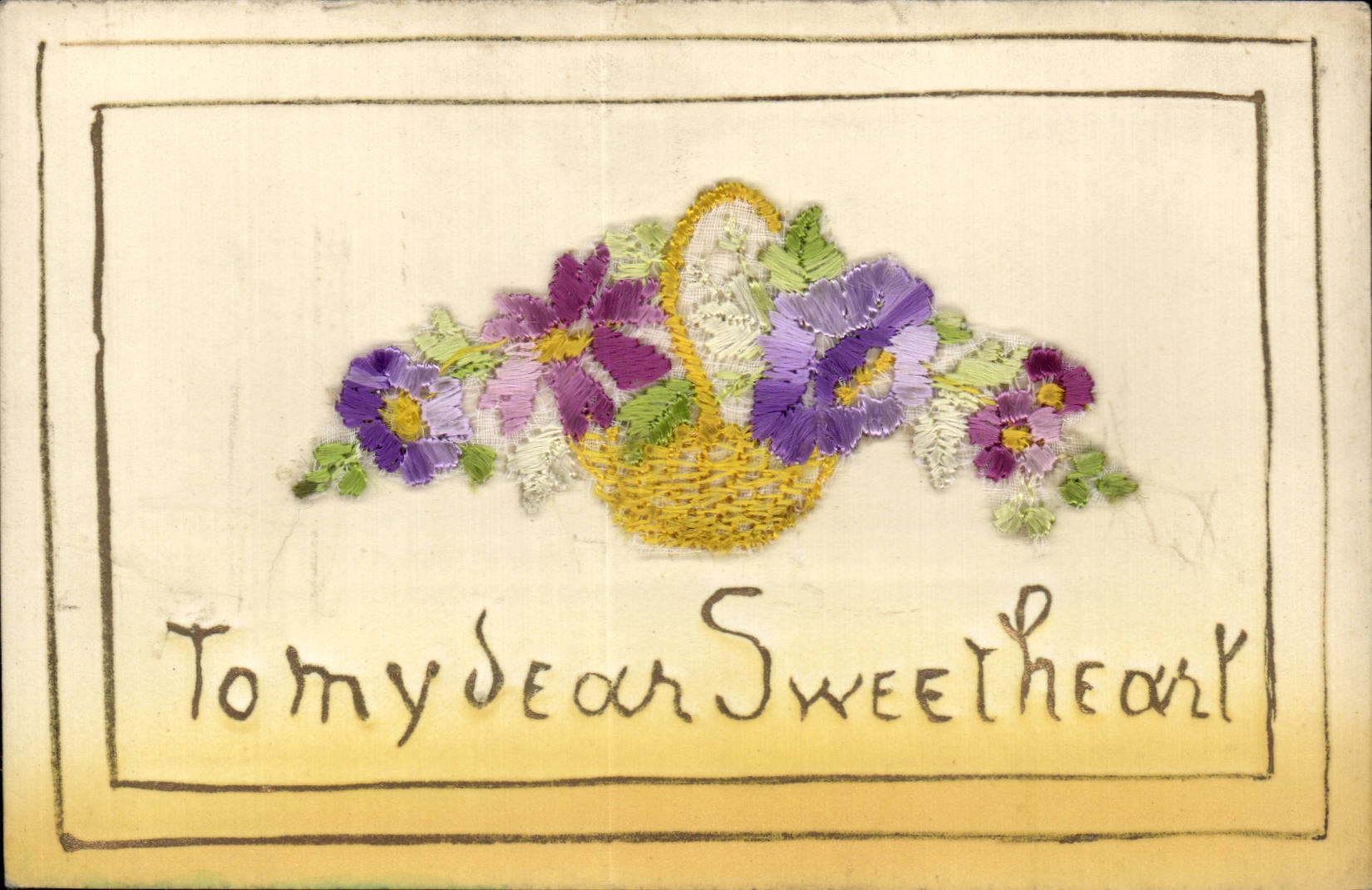 CPA Fantaisie Decor brode Fleurs To my dear sweetheart