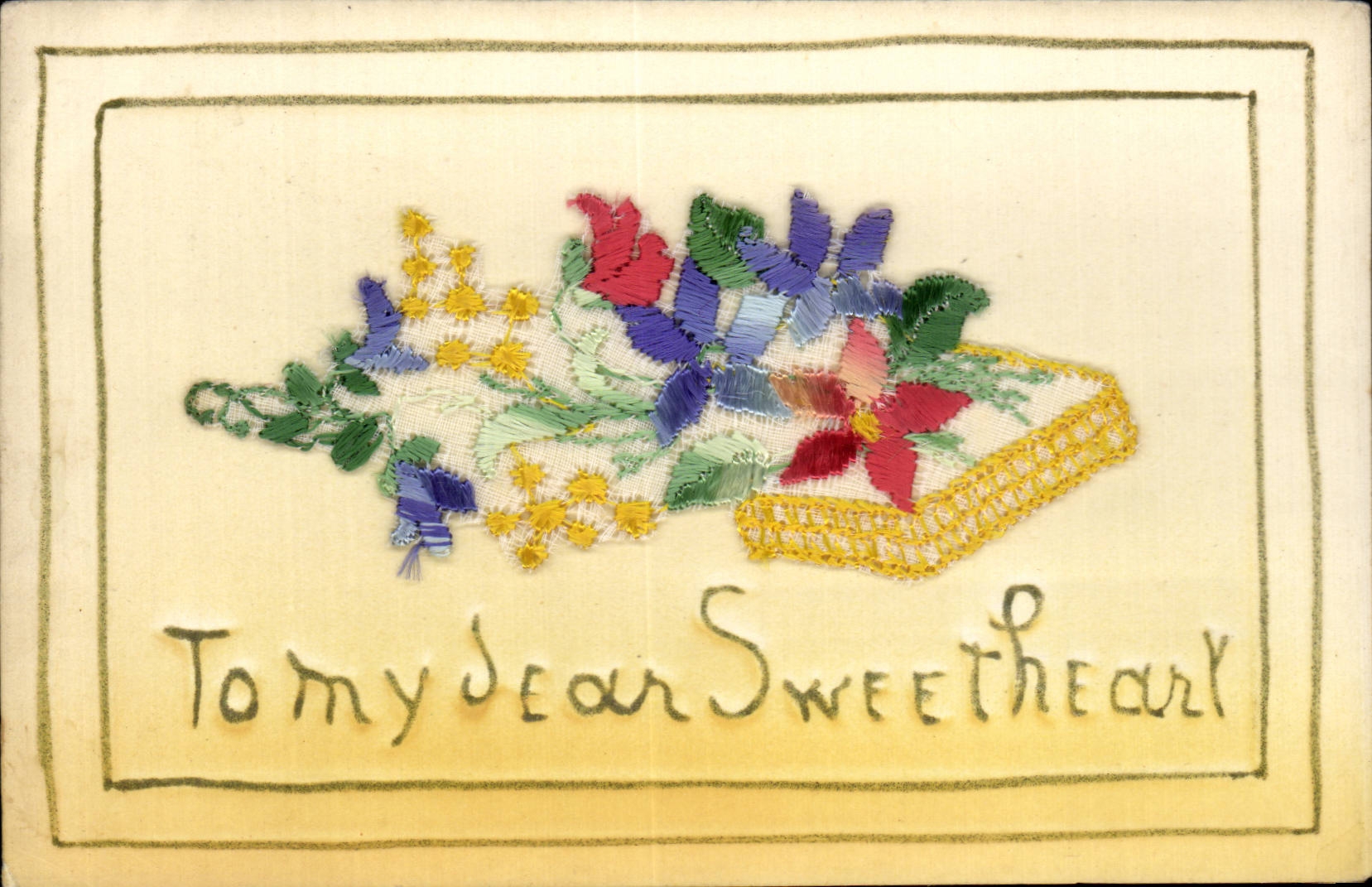 CPA Fantaisie Decor brode To my dear sweetheart