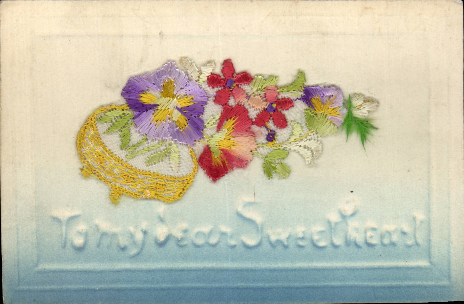 CPA Fantaisie Decor brode To my dear sweetheart