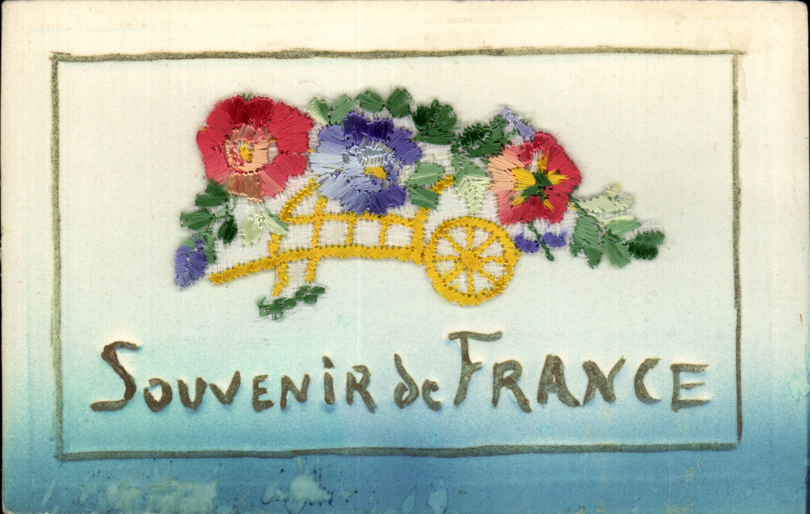CPA Fantaisie Decor brode Souvenir de France