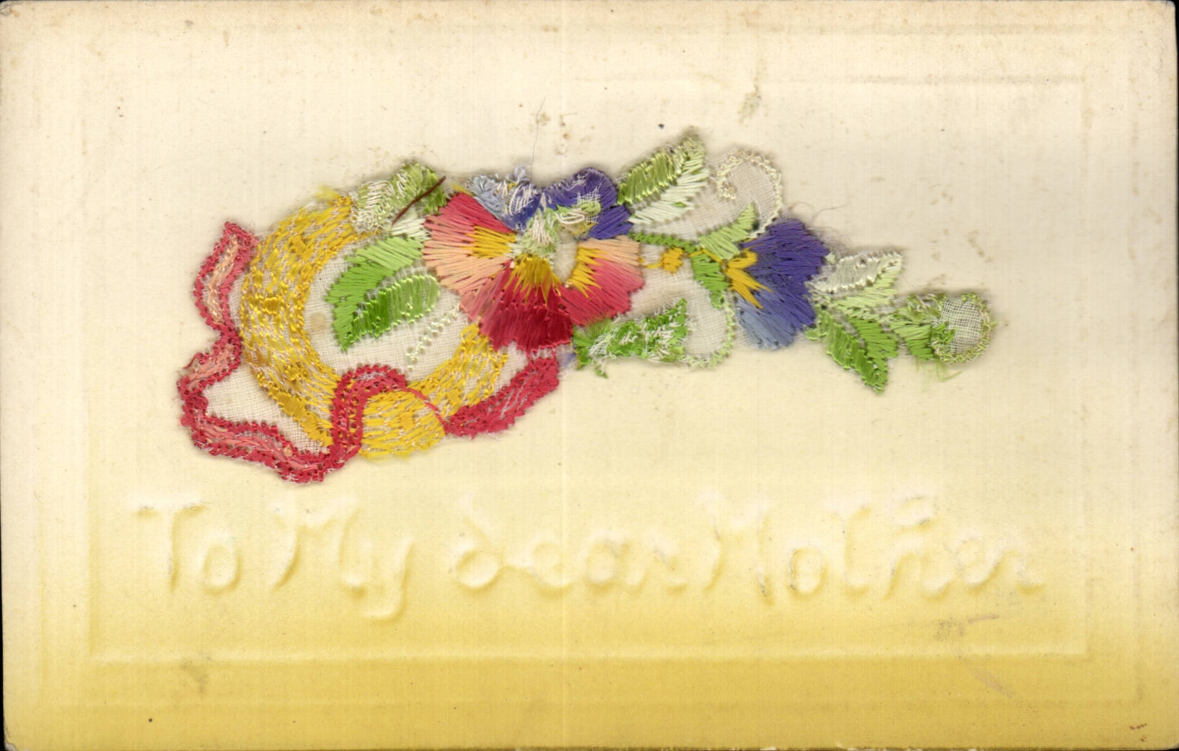 CPA Fantaisie Decor brode To my dear souvenir