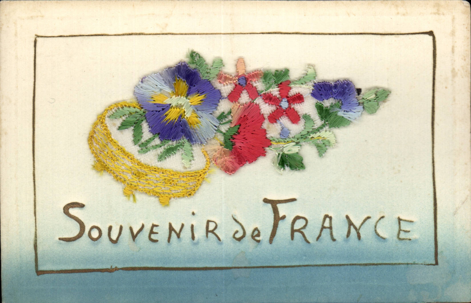 CPA Fantaisie Decor brode Souvenir de France
