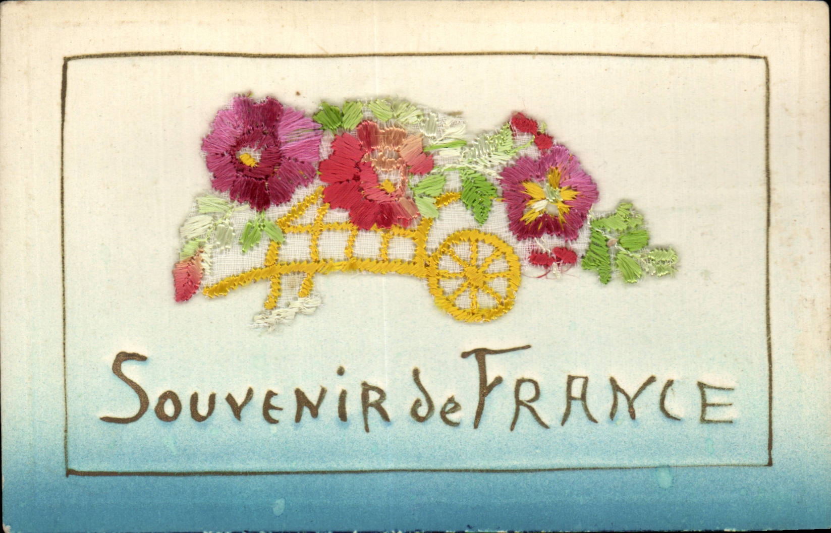CPA Fantaisie Decor brode Souvenir de France