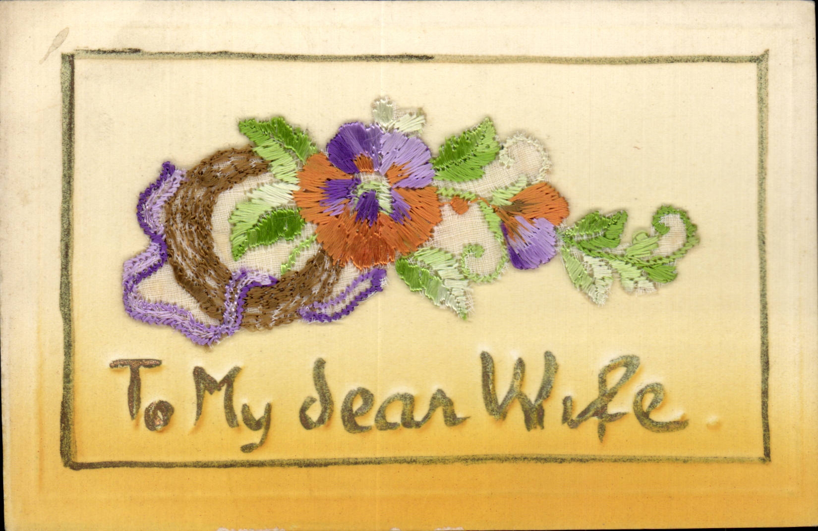 CPA Fantaisie Decor brode To my dear wife