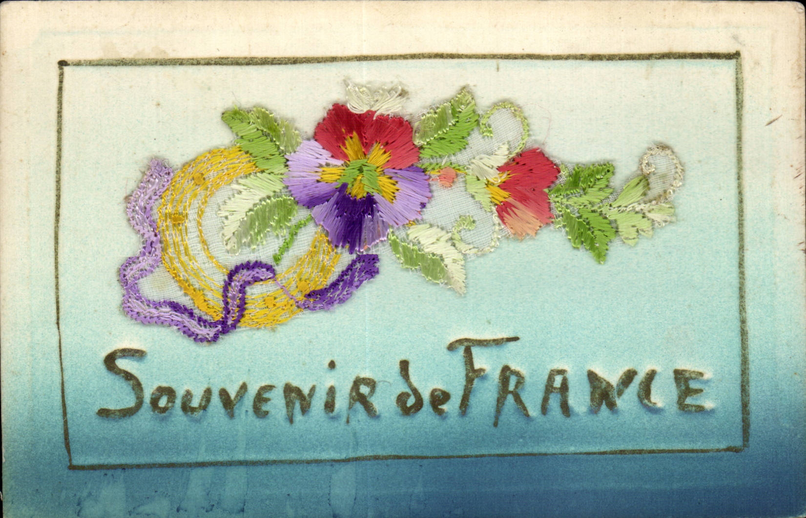 CPA Fantaisie Decor brode Souvenir de France