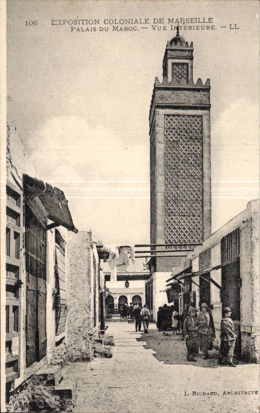 Colonial de CPA Marsella favorablemente Palais 1922 del interior visto Marruecos