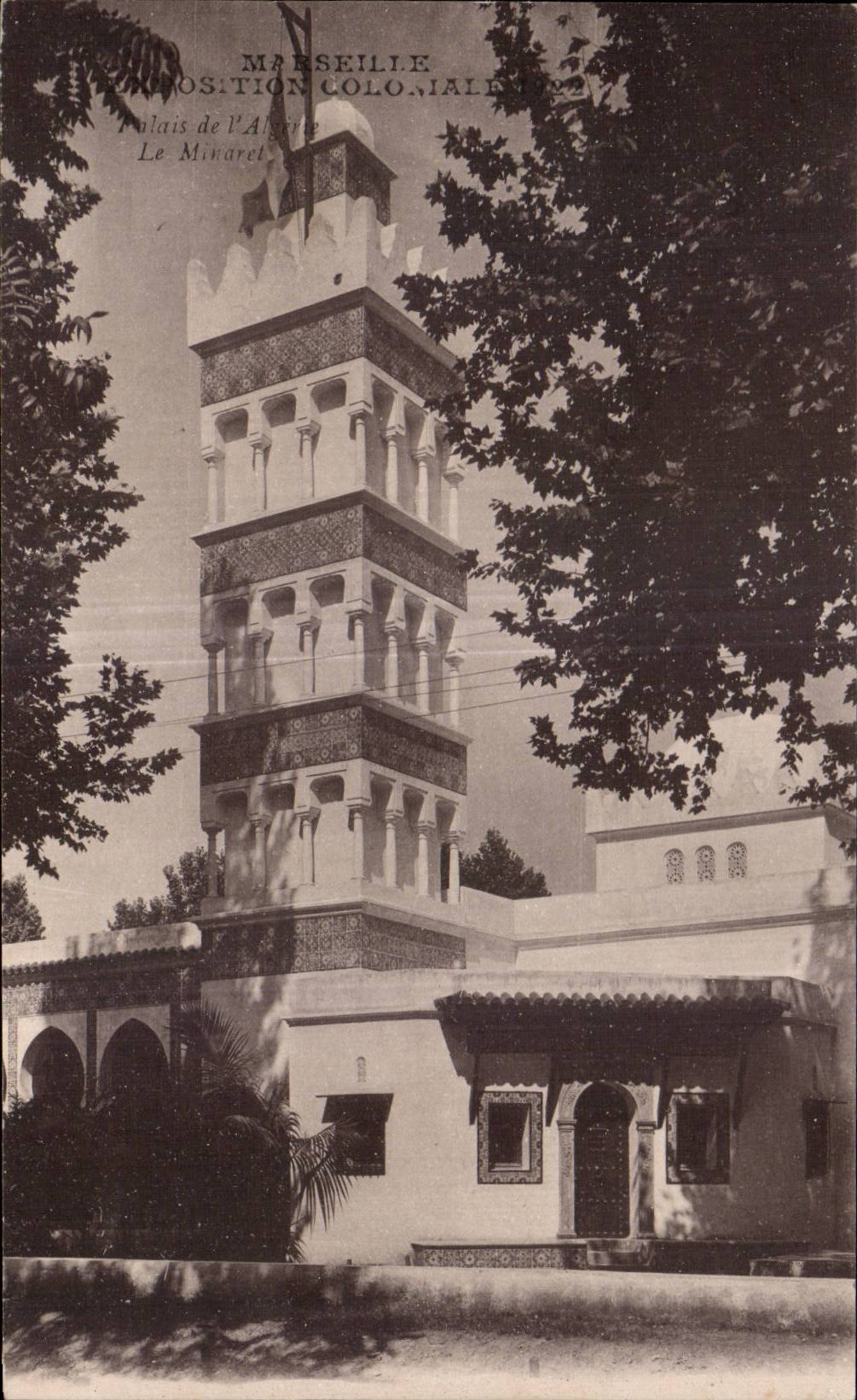 Colonial de CPA Marsella favorablemente Palais 1922 de Argelia el alminar
