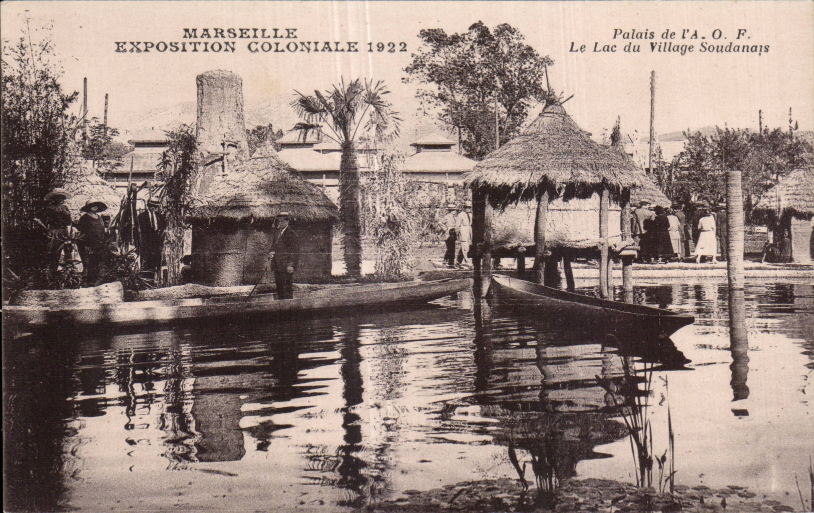 Colonial de CPA Marsella favorablemente Palais 1922 de AOF el lago de la aldea sudanesa