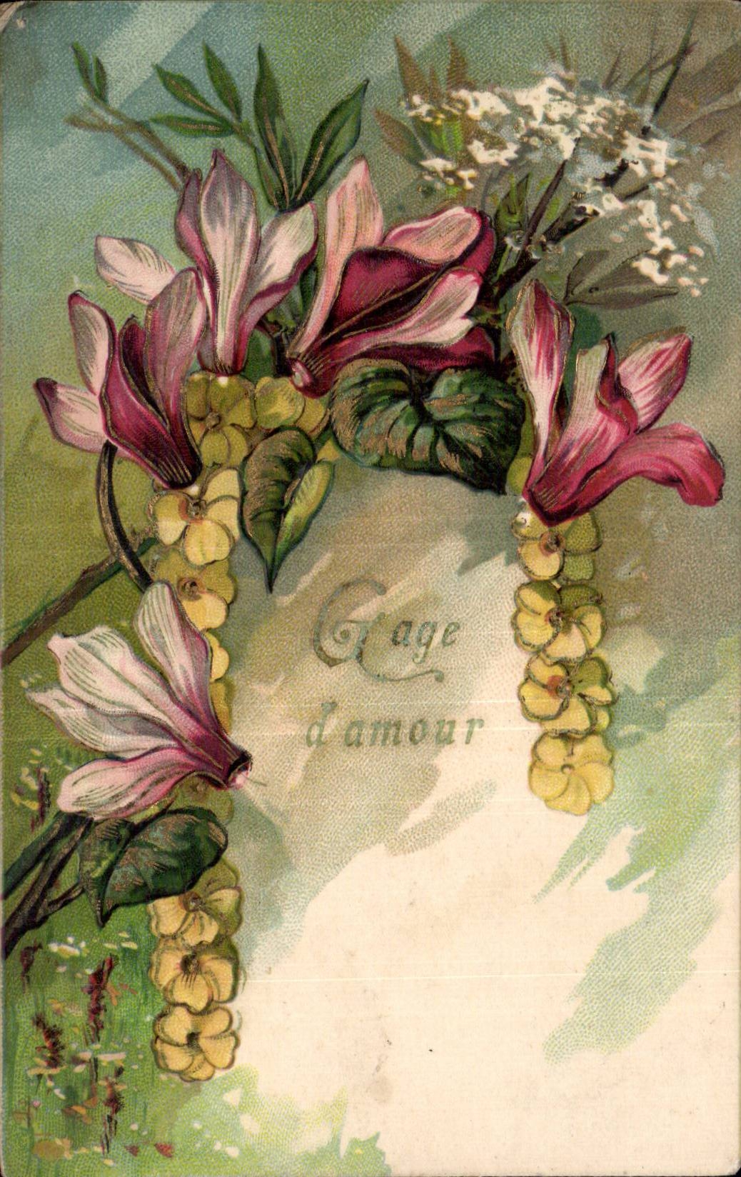 CPA Fantaisie Fleurs Gage d amour