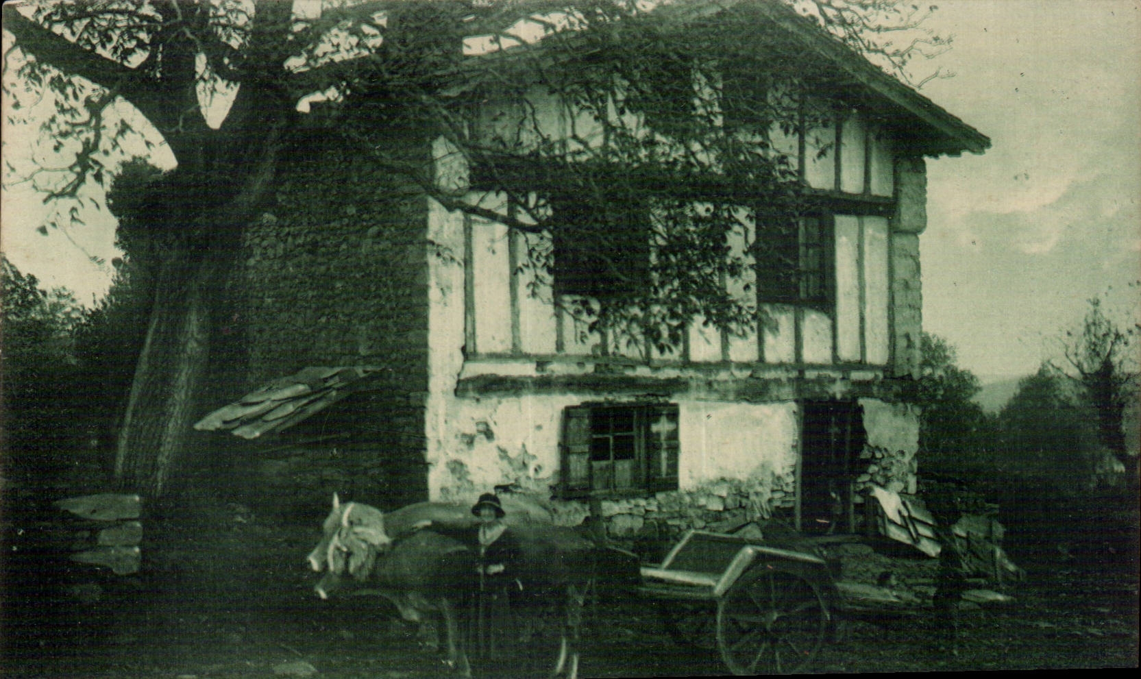 CPA Basque Country Old woman Basque house