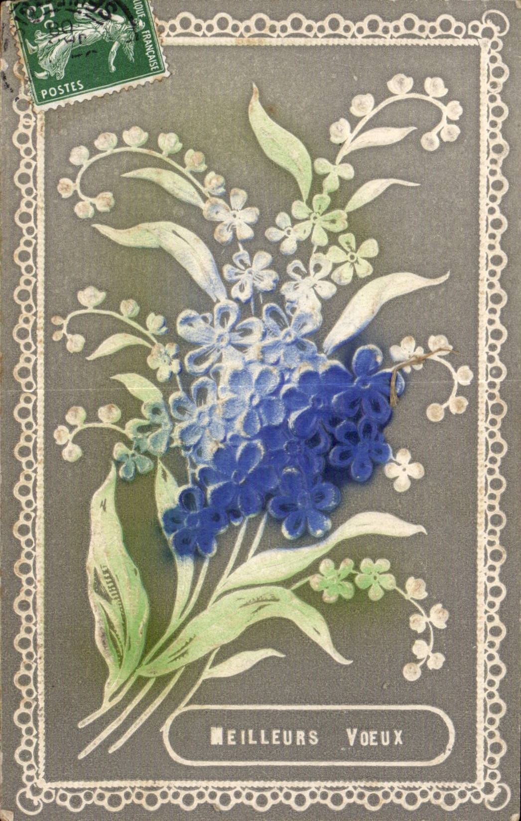 CPA Fantaisie Fleurs Meilleurs voeux