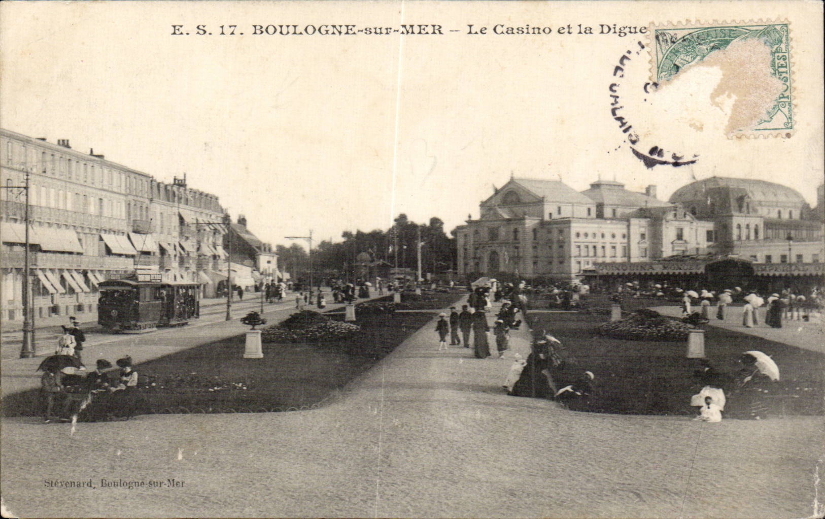 CPA Boulogne on Sea the casino and the dam Tram