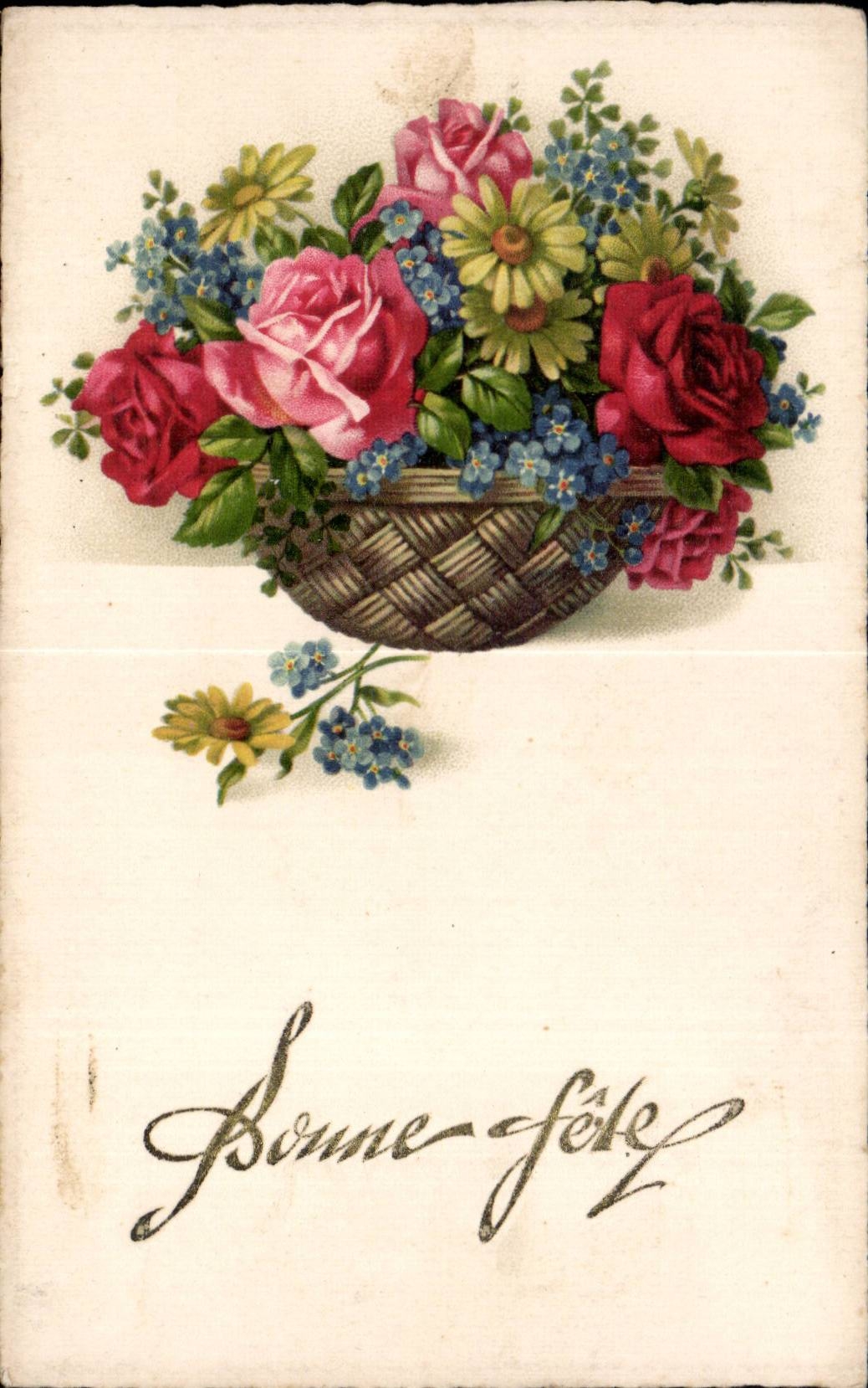 - Fleurs - Bonne Fete - Happy Birthday - CPA 