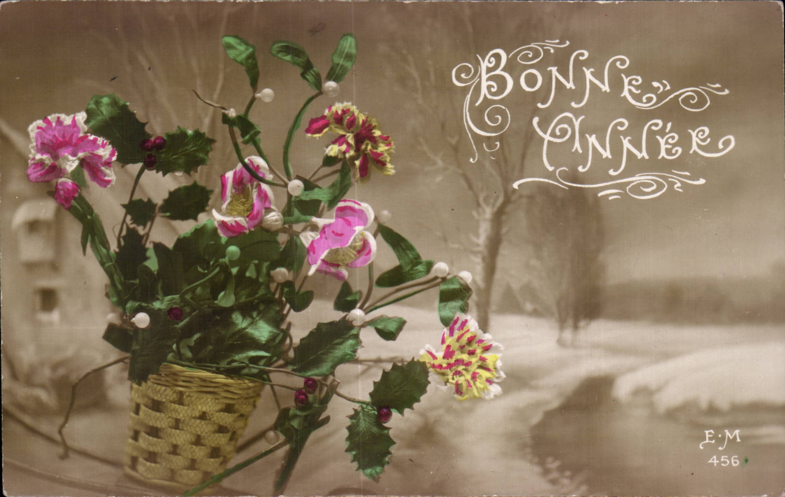 - Fleurs - Bonne Annee - Happy New Year - CPA 