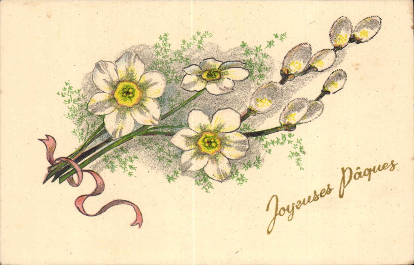 Fleurs Joyeuses Paques - CPA 