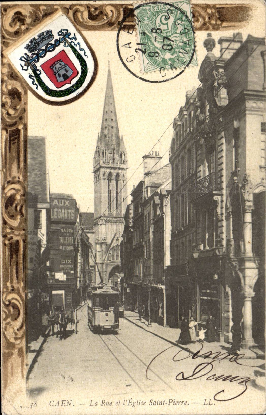 Caen - Saint Pierre de la calle y de la iglesia - CPA