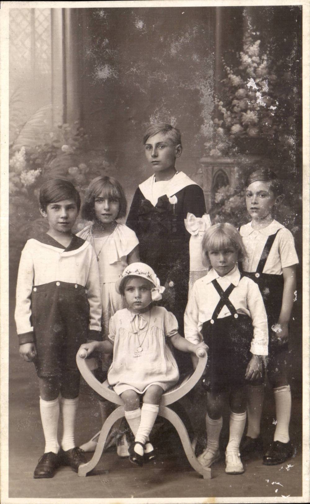 Fantaisie - Enfants - family of six children CARTE PHOTO 