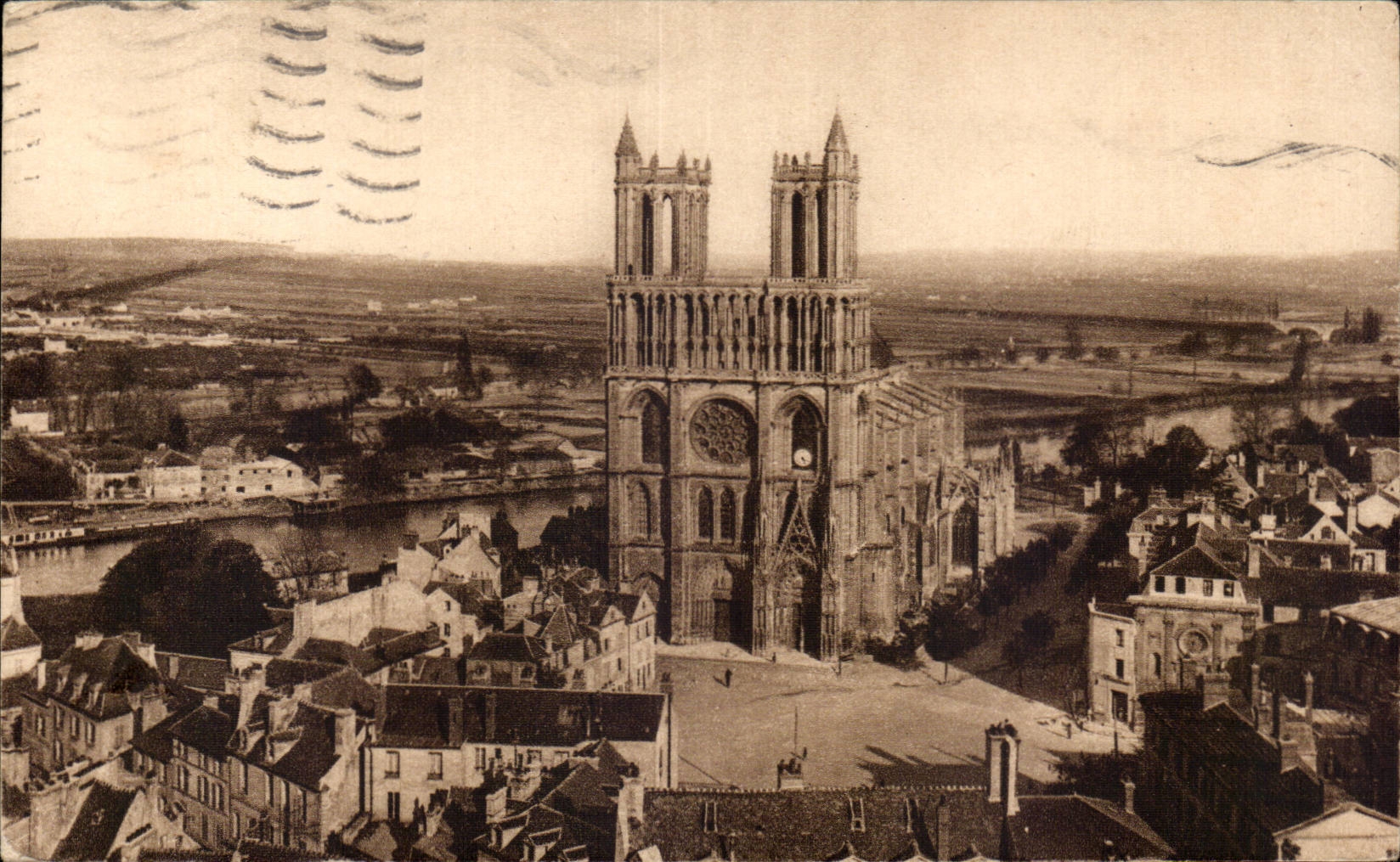 Mantes la Jolie - Panorama vu de la Tour Saint Maclou - CPA