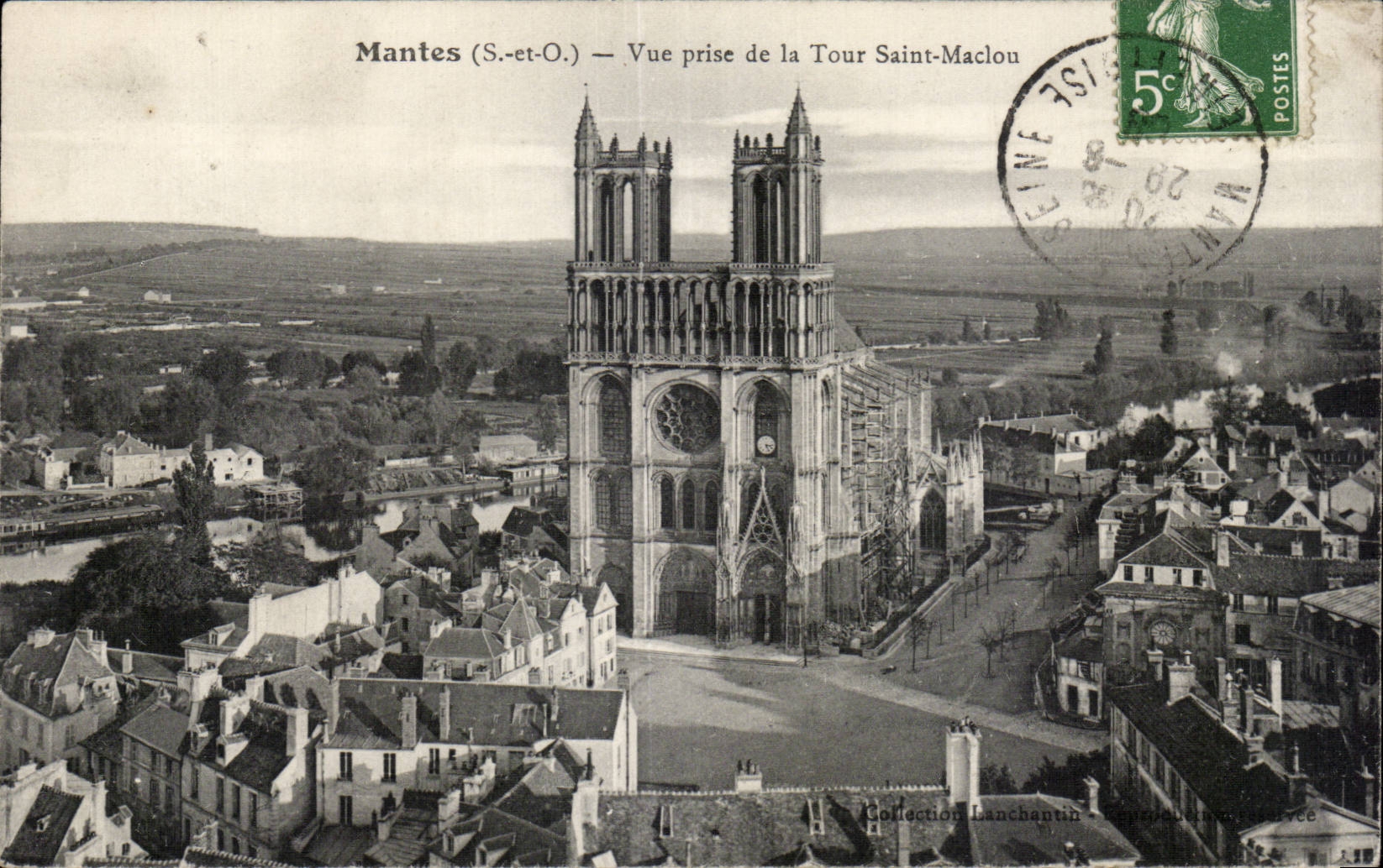 Mantes la Jolie - Panorama vu de la Tour Saint Maclou - CPA