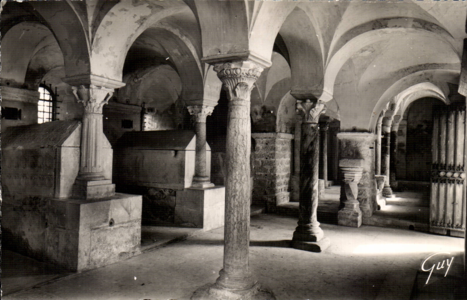 CPSM Jouarre the interior crypt Marble Columns with capital Stoup of 5th